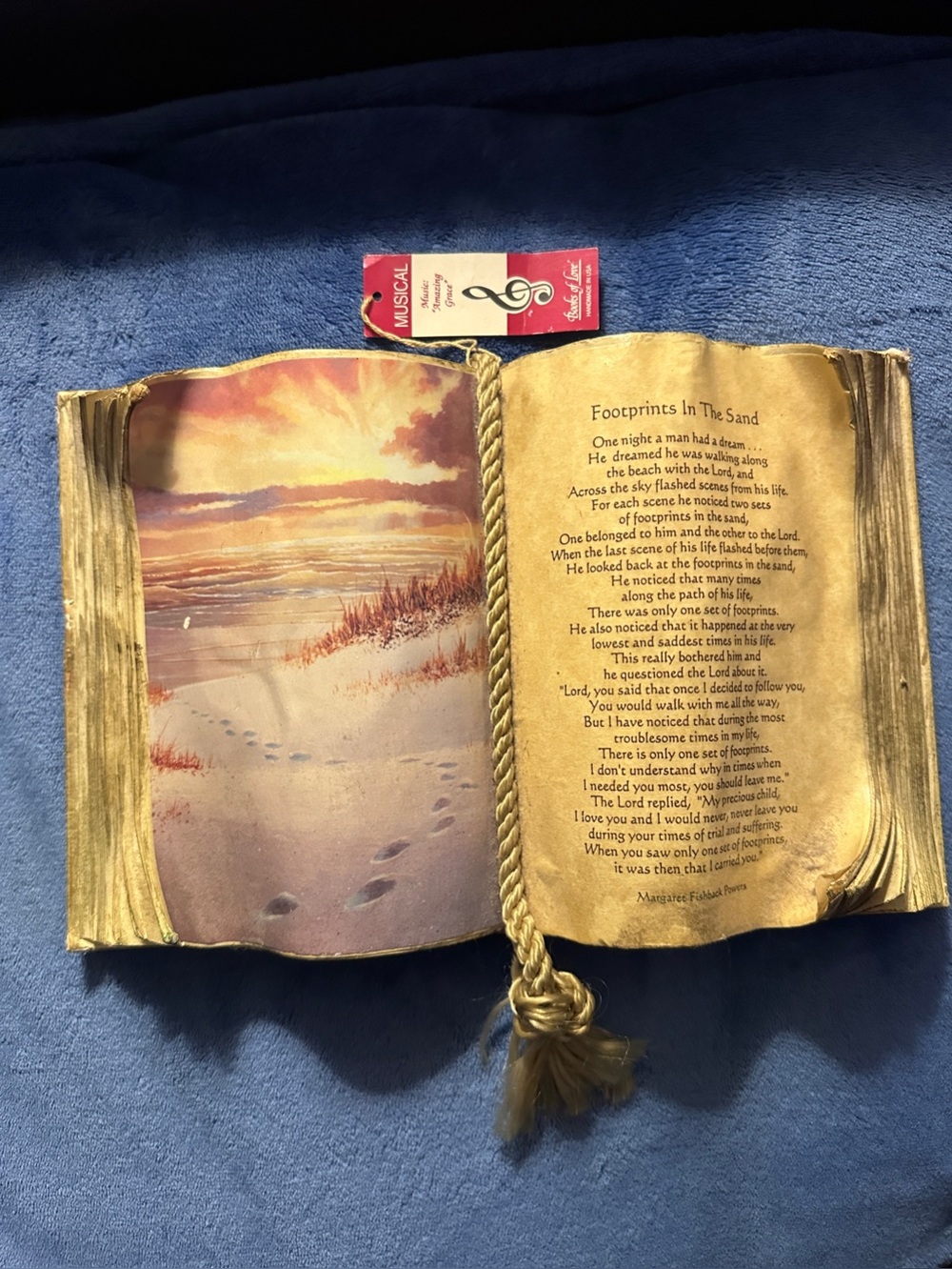 Book of Love Footprints In The Sand Decorative Musical Book Amazing Grace